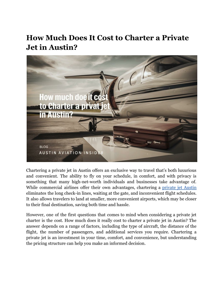 how much does it cost to charter a private