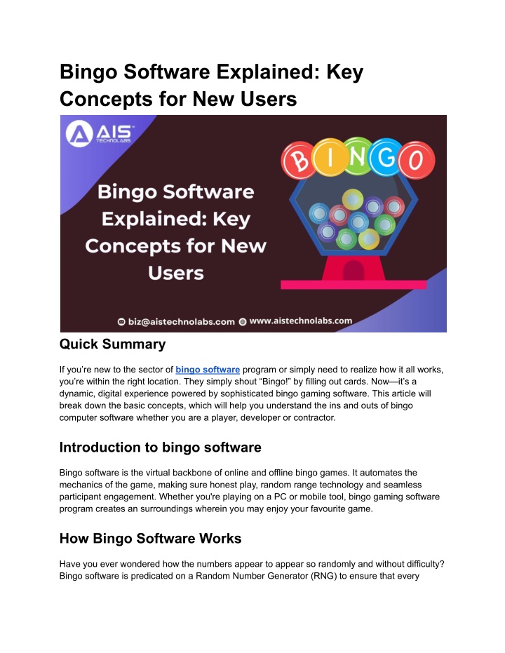 bingo software explained key concepts