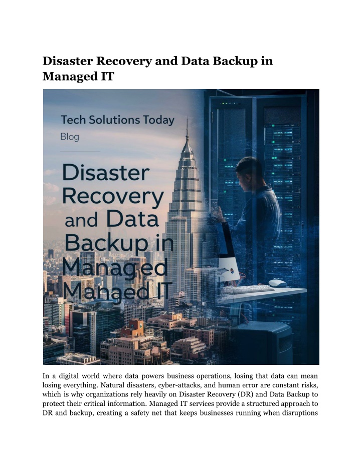 disaster recovery and data backup in managed it