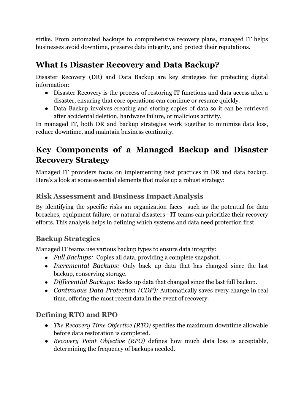 strike from automated backups to comprehensive