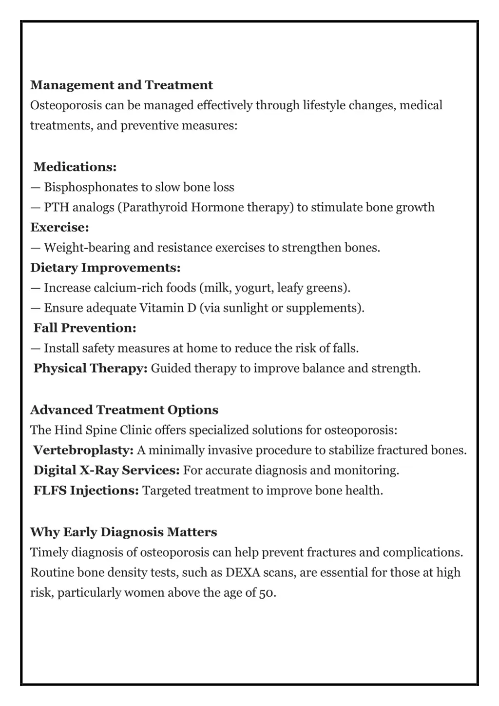 management and treatment osteoporosis