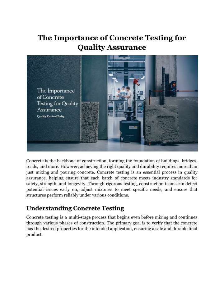 the importance of concrete testing for quality