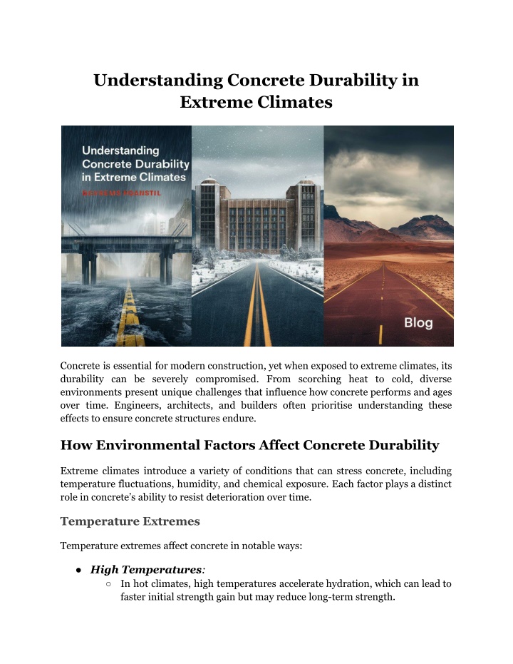 understanding concrete durability in extreme