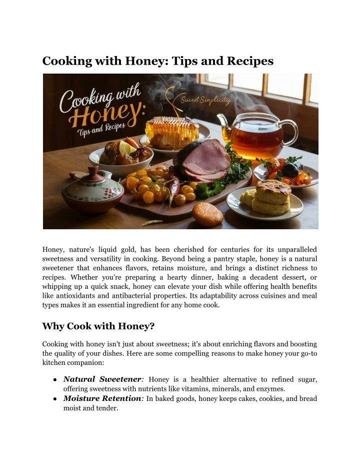 cooking with honey tips and recipes