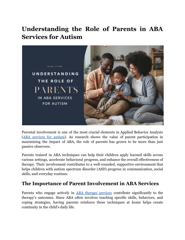 understanding the role of parents in aba services