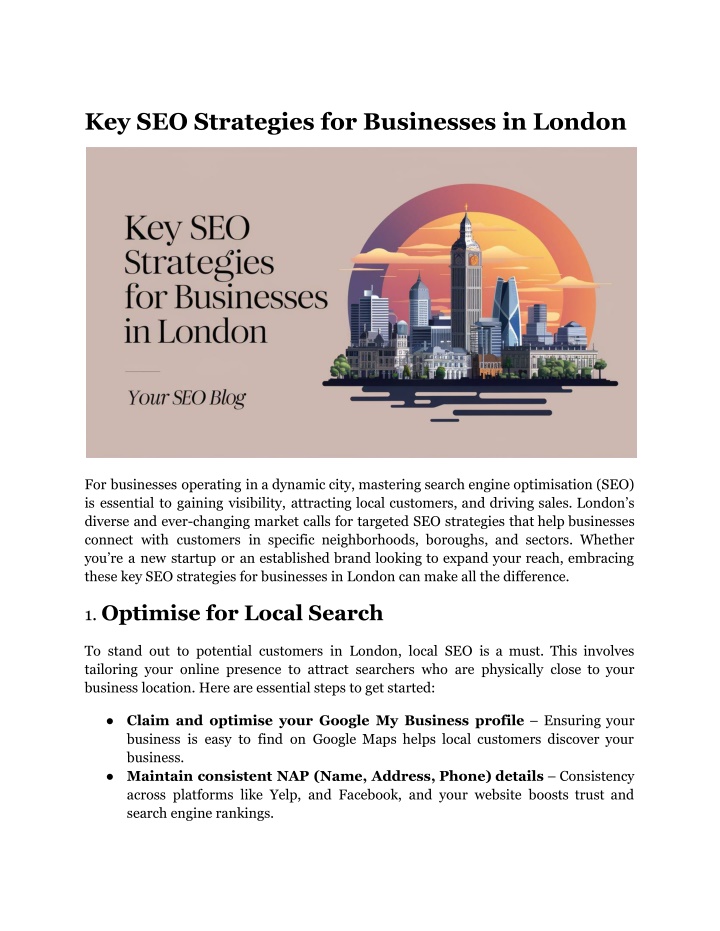 key seo strategies for businesses in london