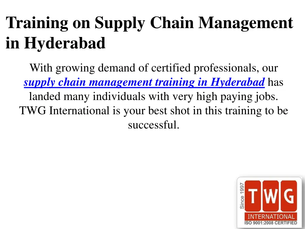 training on supply chain management in hyderabad