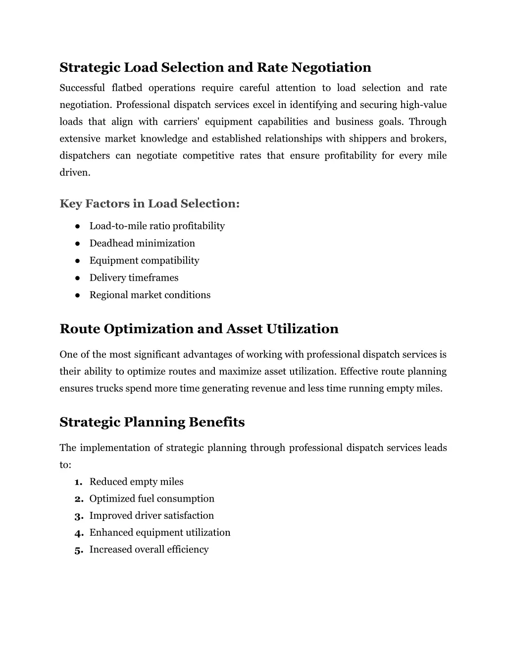 strategic load selection and rate negotiation