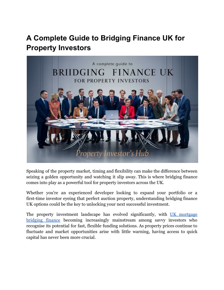 a complete guide to bridging finance