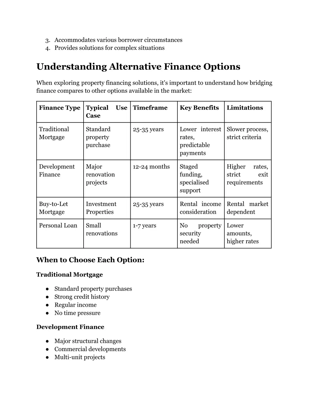 3 accommodates various borrower circumstances