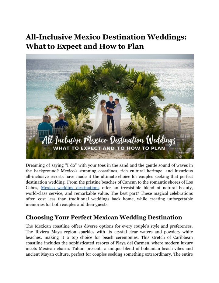 all inclusive mexico destination weddings what