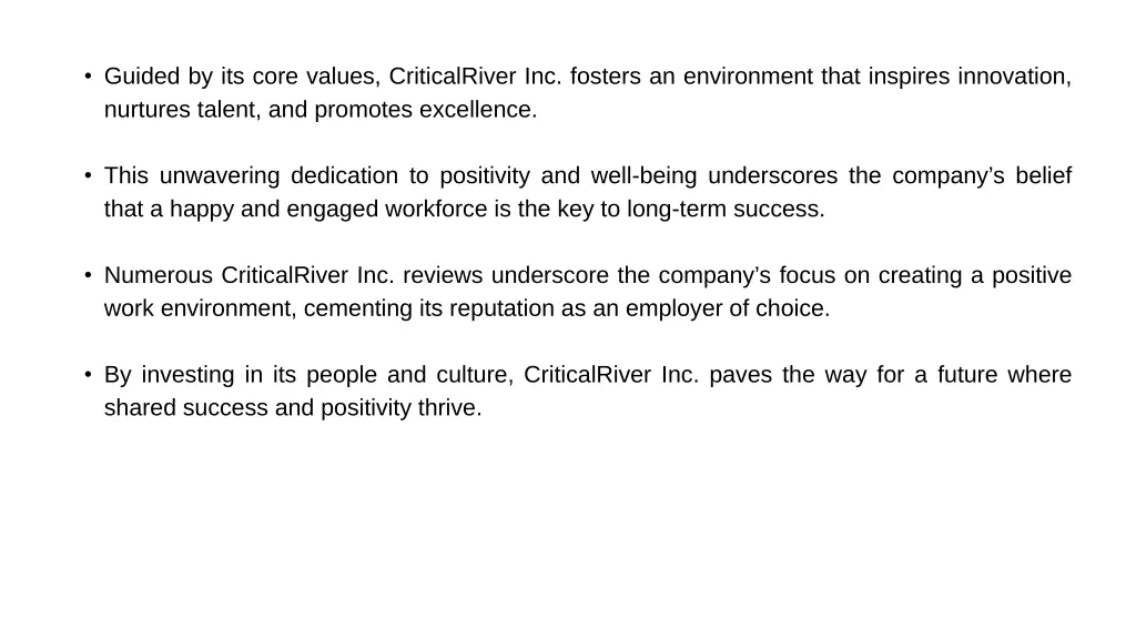 guided by its core values criticalriver