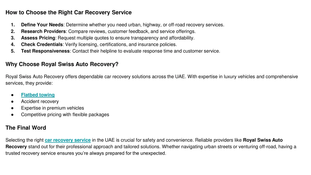 how to choose the right car recovery service