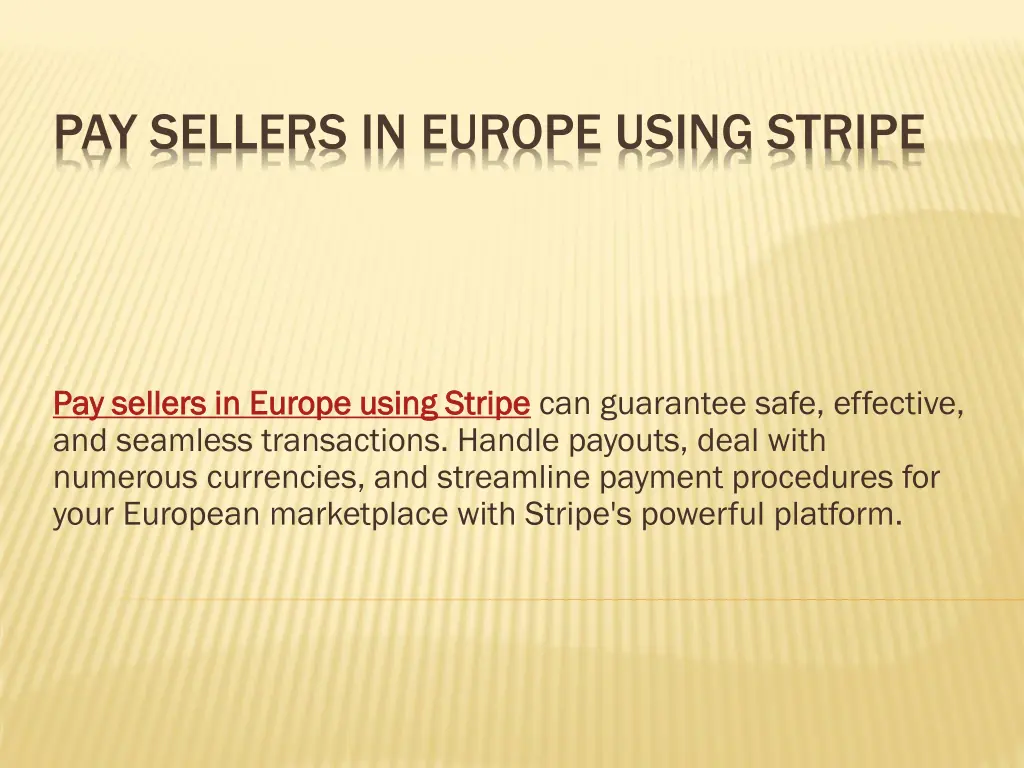 pay sellers in europe using stripe