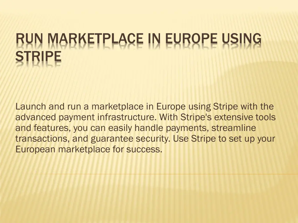 run marketplace in europe using stripe