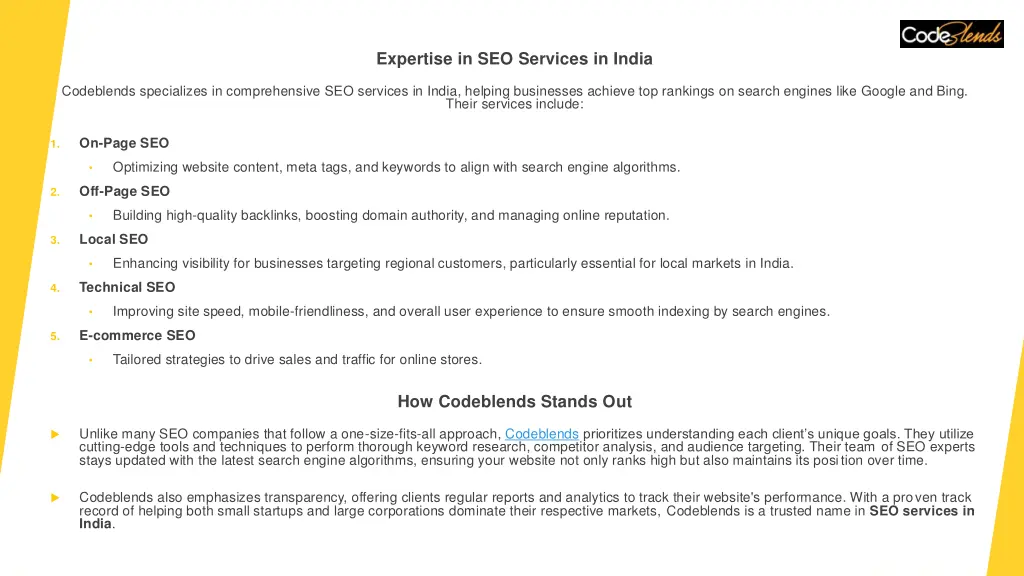 expertise in seo services in india