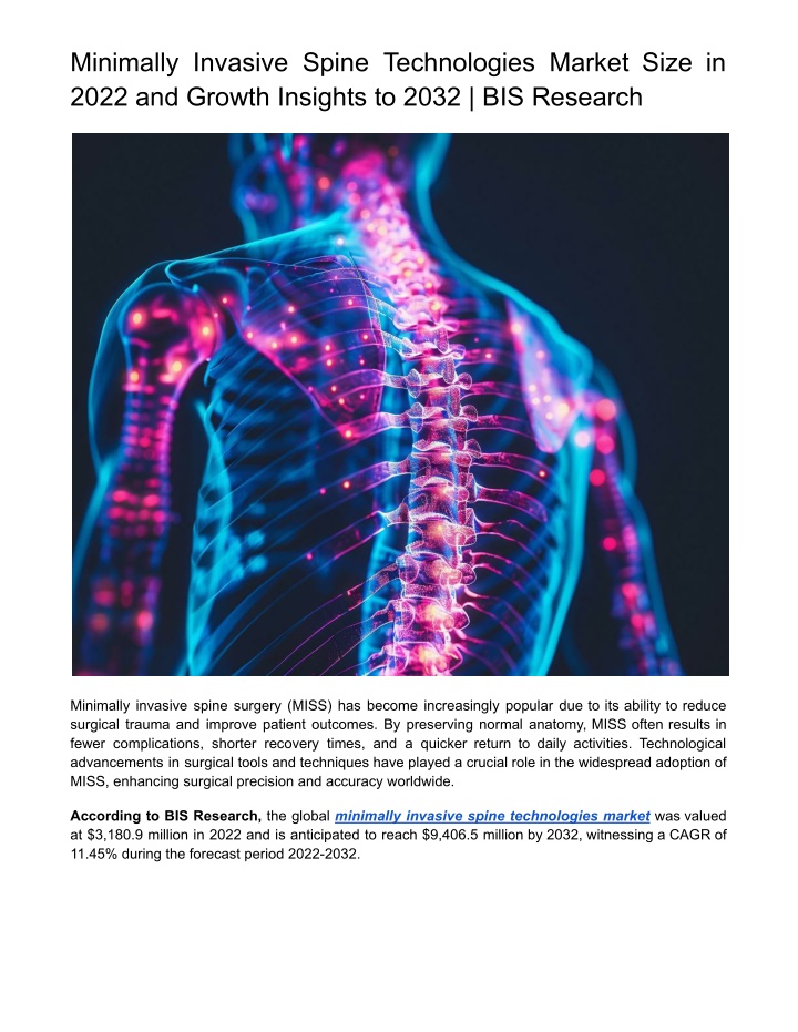 minimally invasive spine technologies market size