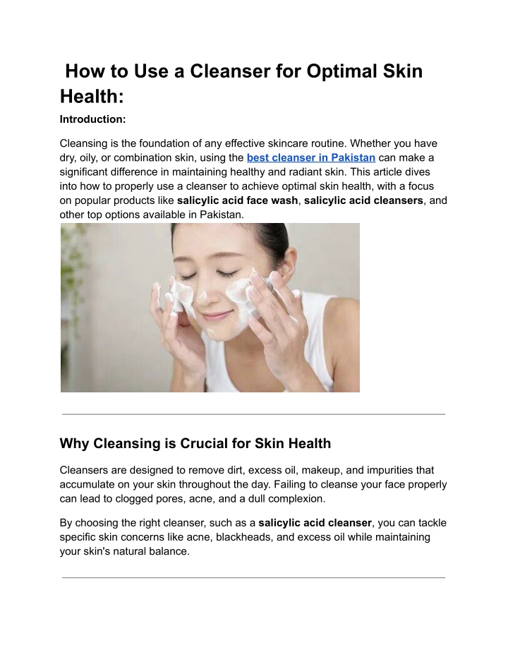 how to use a cleanser for optimal skin health