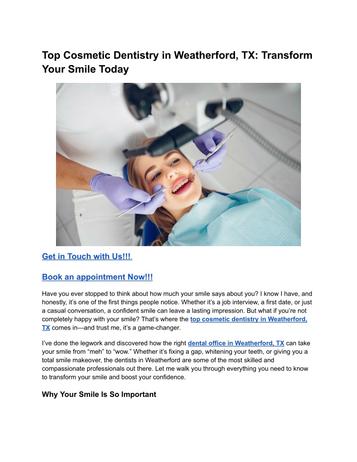 top cosmetic dentistry in weatherford