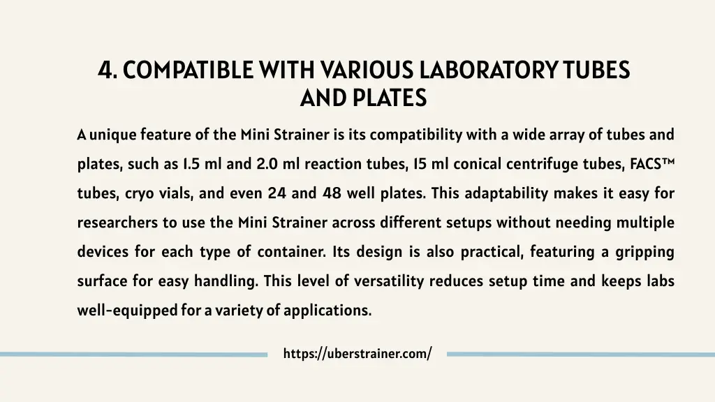 4 compatible with various laboratory tubes