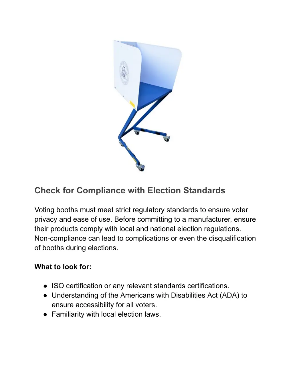 check for compliance with election standards