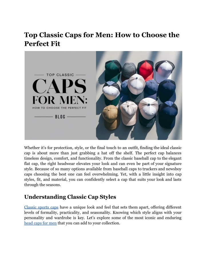 top classic caps for men how to choose