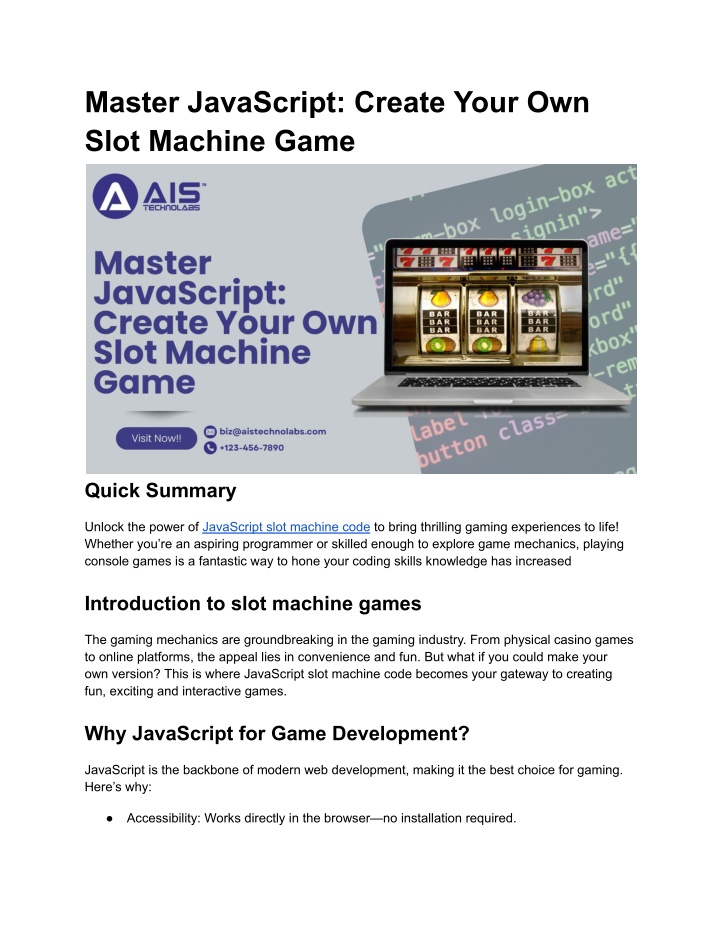 master javascript create your own slot machine