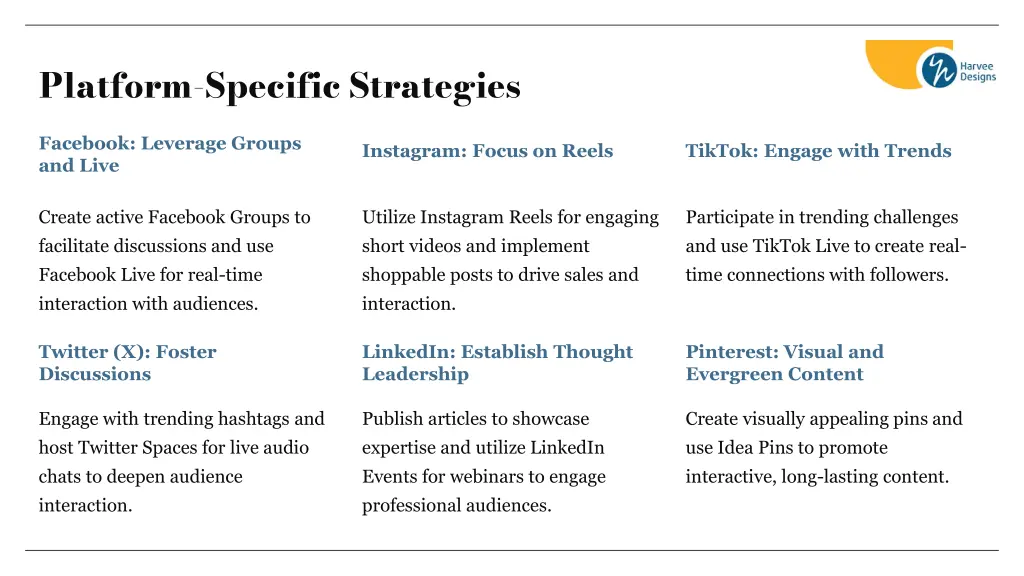 platform specific strategies