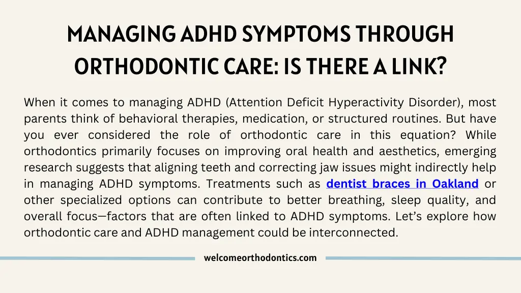 managing adhd symptoms through orthodontic care