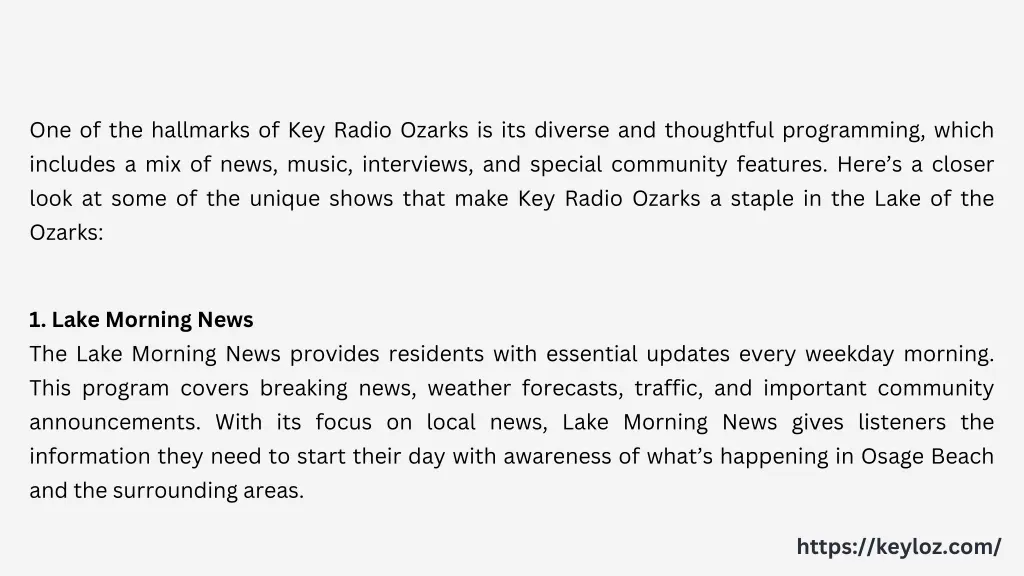 one of the hallmarks of key radio ozarks