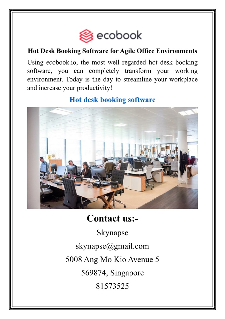 hot desk booking software for agile office