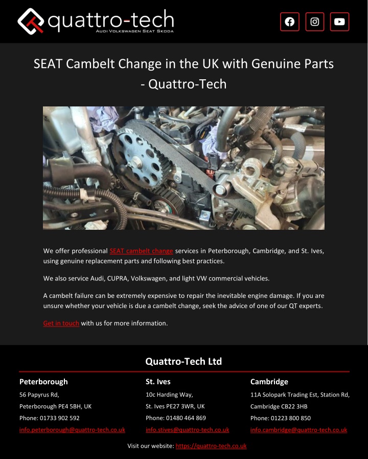 seat cambelt change in the uk with genuine parts