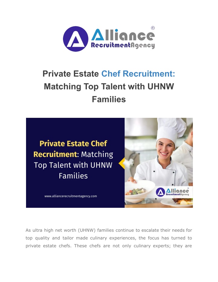 private estate chef recruitment matching