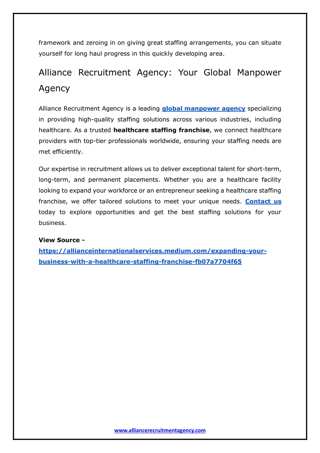 framework and zeroing in on giving great staffing