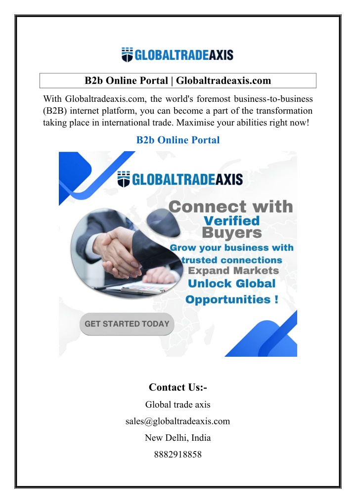 b2b online portal globaltradeaxis com