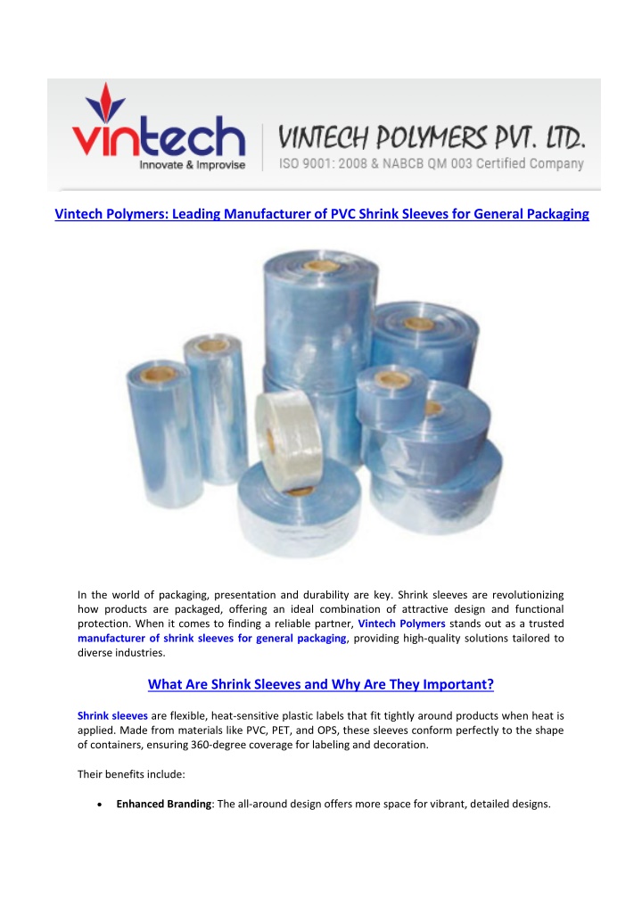 vintech polymers leading manufacturer