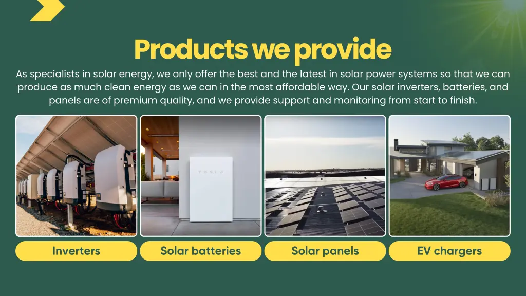 products we provide as specialists in solar