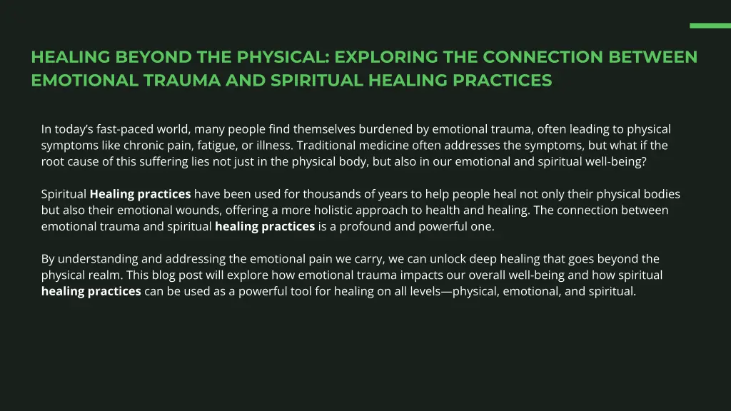 healing beyond the physical exploring