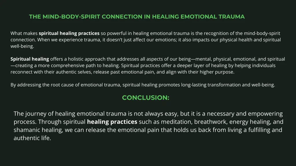 the mind body spirit connection in healing