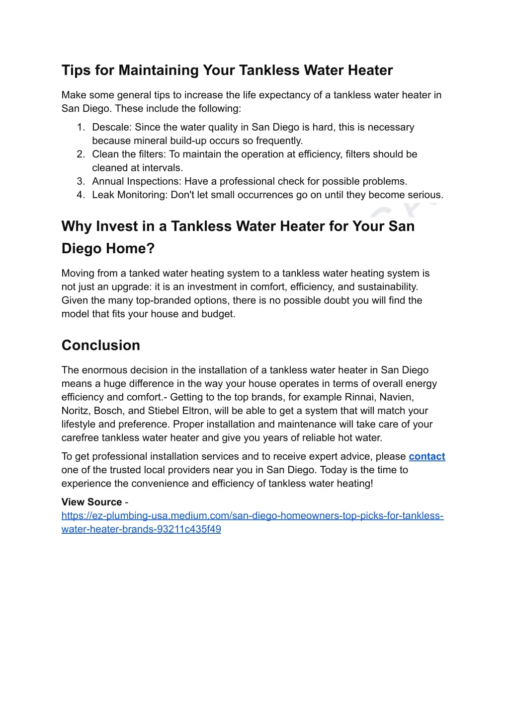 tips for maintaining your tankless water heater