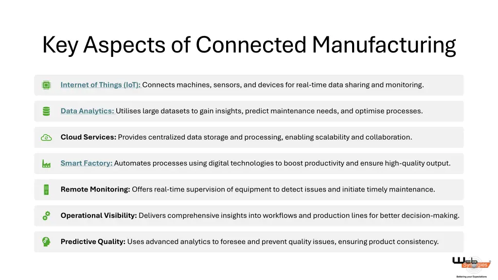 key aspects of connected manufacturing