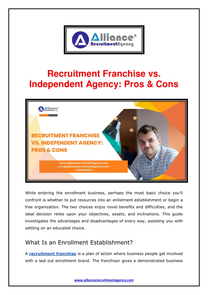 recruitment franchise vs independent agency pros