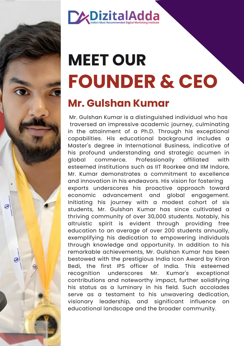 meet our founder ceo mr gulshan kumar