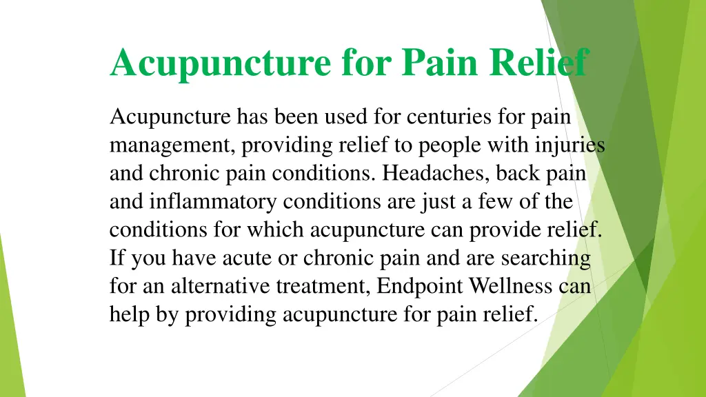 acupuncture for pain relief