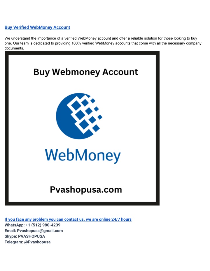 buy verified webmoney account