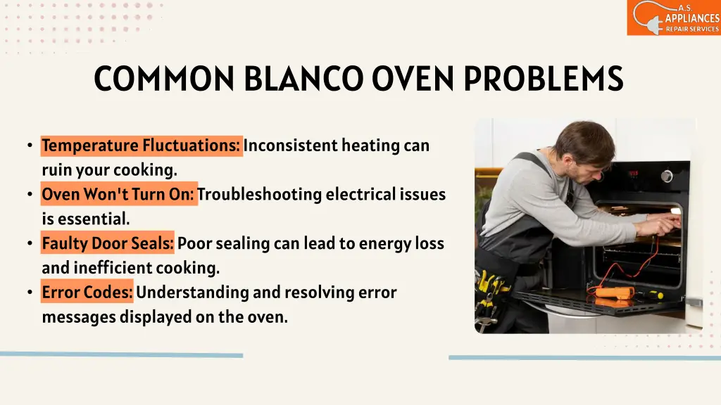 common blanco oven problems