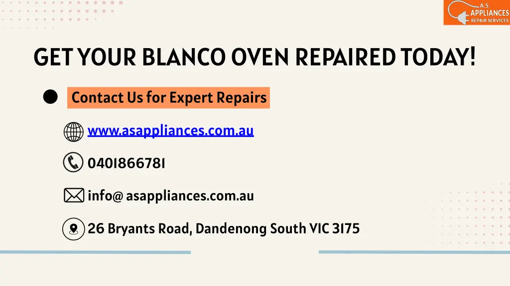 get your blanco oven repaired today