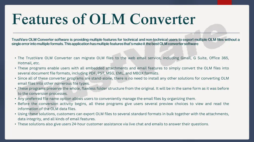 features of olm converter