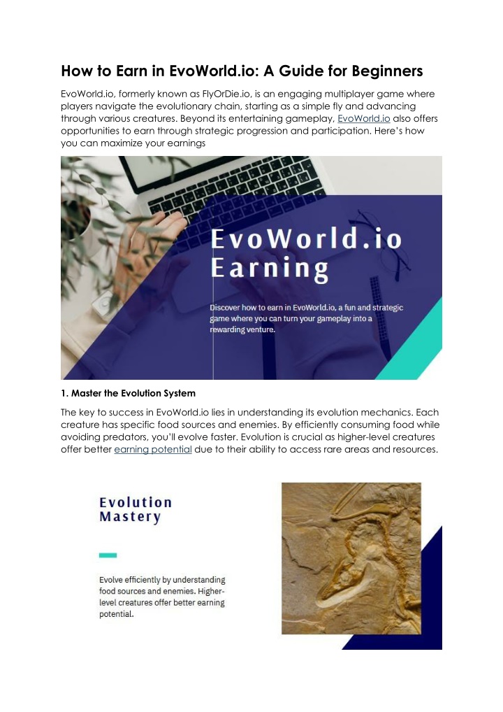 how to earn in evoworld io a guide for beginners