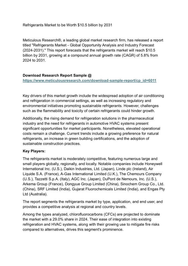 refrigerants market to be worth 10 5 billion